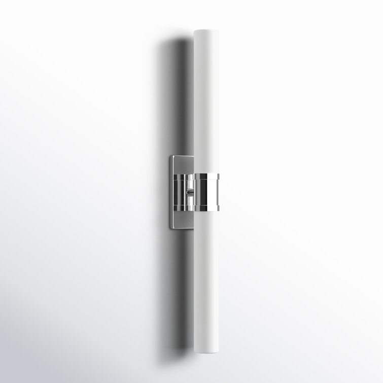 Chrome and White Dimmable 2-Light Bath Bar