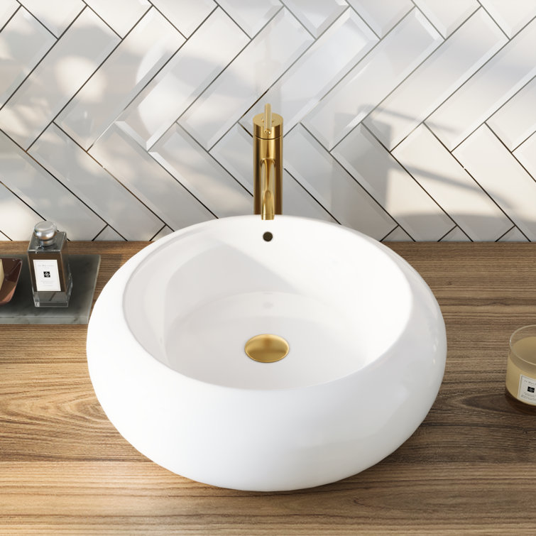 DeerValley 20" Round White Ceramic Vessel Bathroom Sink
