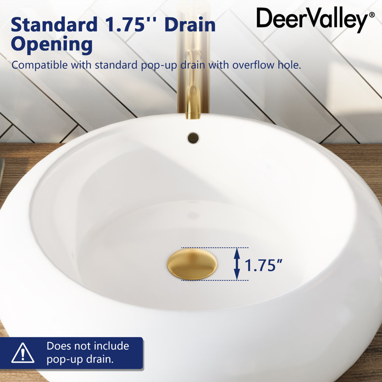DeerValley 20" Round White Ceramic Vessel Bathroom Sink