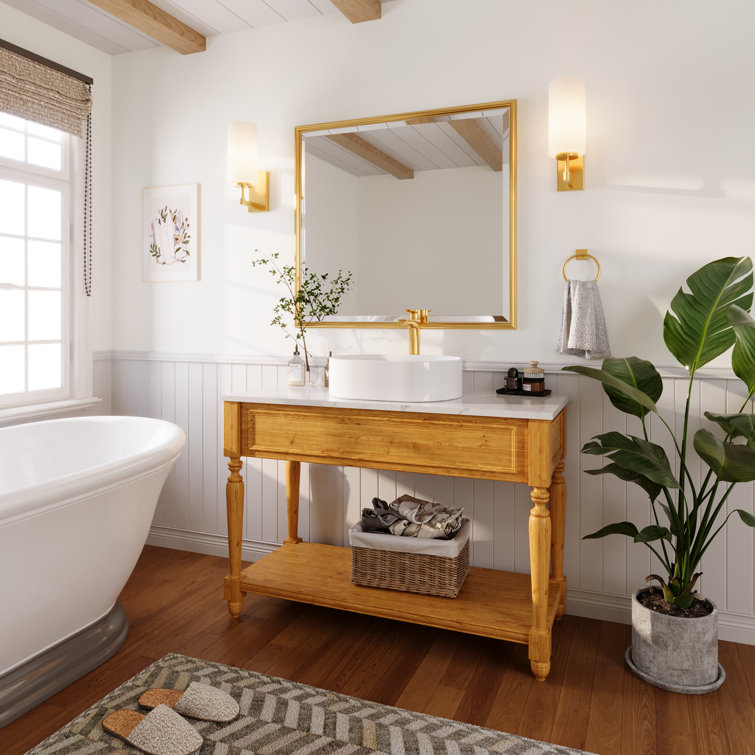 White Ceramic Rectangular Above-Counter Bathroom Vessel Sink