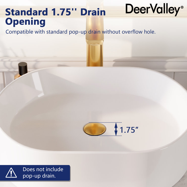White Ceramic Rectangular Above-Counter Bathroom Vessel Sink