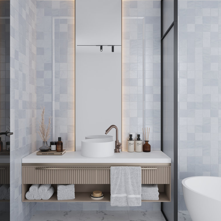 Duchess Glossy Gray Ceramic Subway Wall Tile 4-in x 4-in