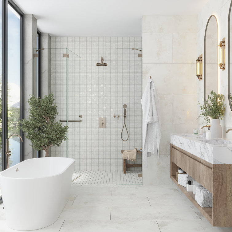 Aureate 12" White Porcelain Mosaic Wall and Floor Tile