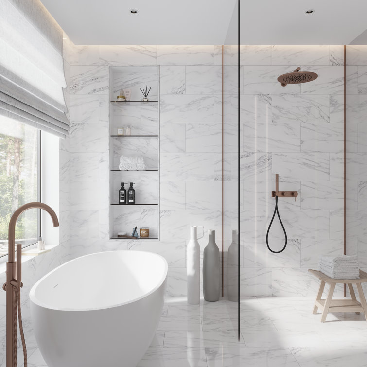Gray 12" x 24" Polished Marble Wall and Floor Tile