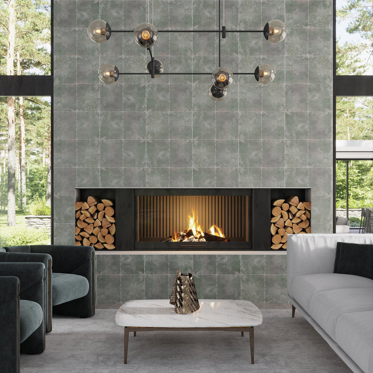 Large Blue and Green Ceramic Matte Wall and Floor Tile