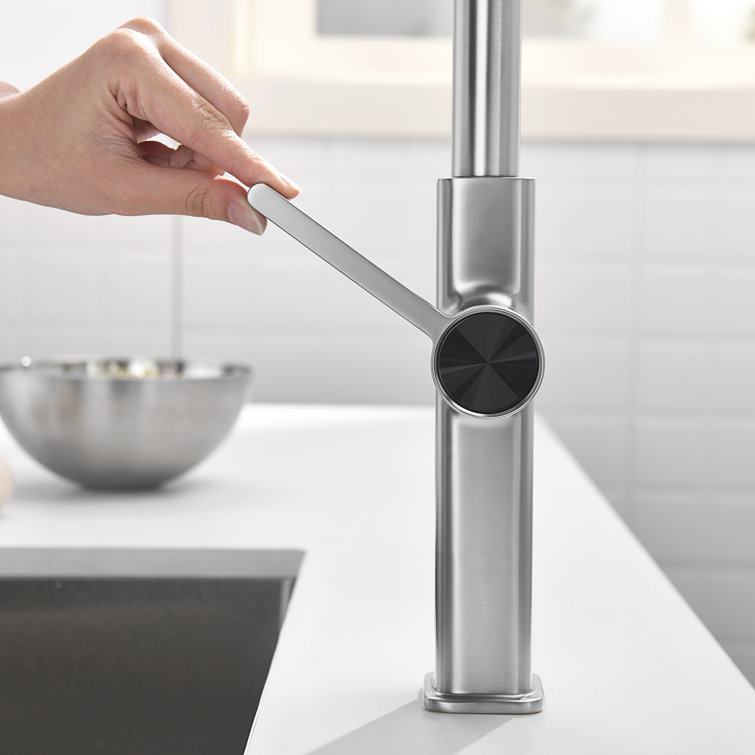 Brushed Nickel Pull-Out Waterfall Kitchen Faucet with Temperature Display