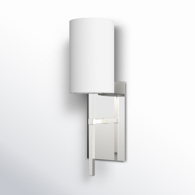 Polished Nickel 1-Light Sconce with White Silk Shade