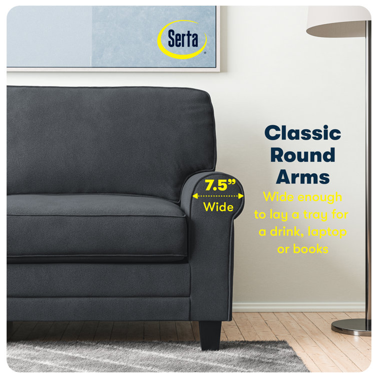 Charcoal Microfiber Rolled Arm 73" Sofa with Pillow Back