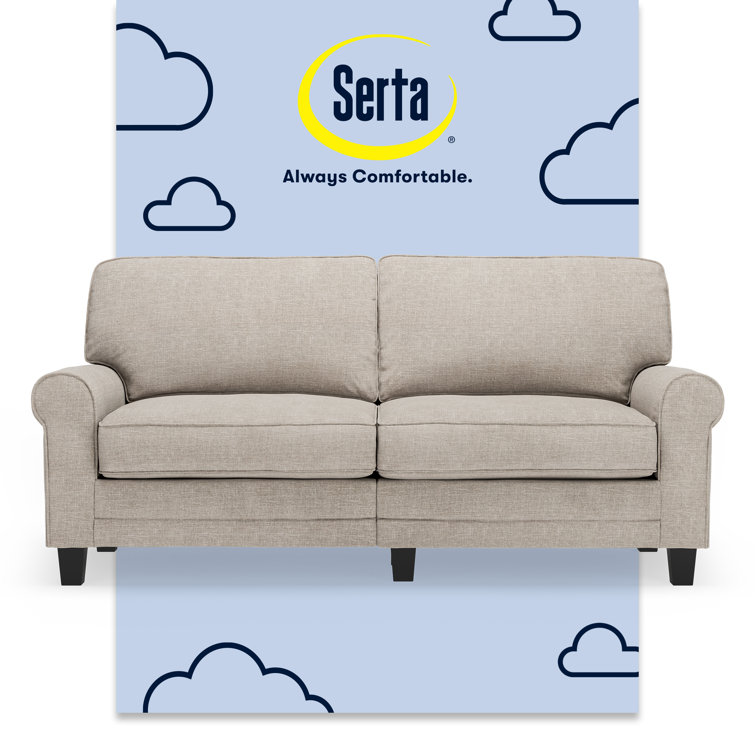 Copenhagen 73" Light Gray Fabric Sofa with Pillowed Back and Rounded Arms