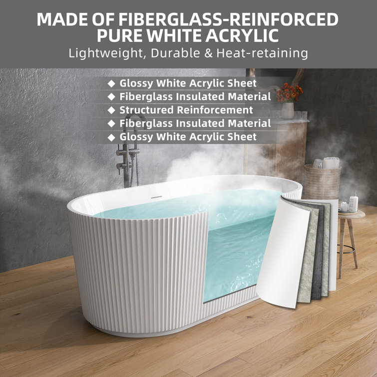 59'' x 29.5'' Freestanding Soaking Acrylic Bathtub