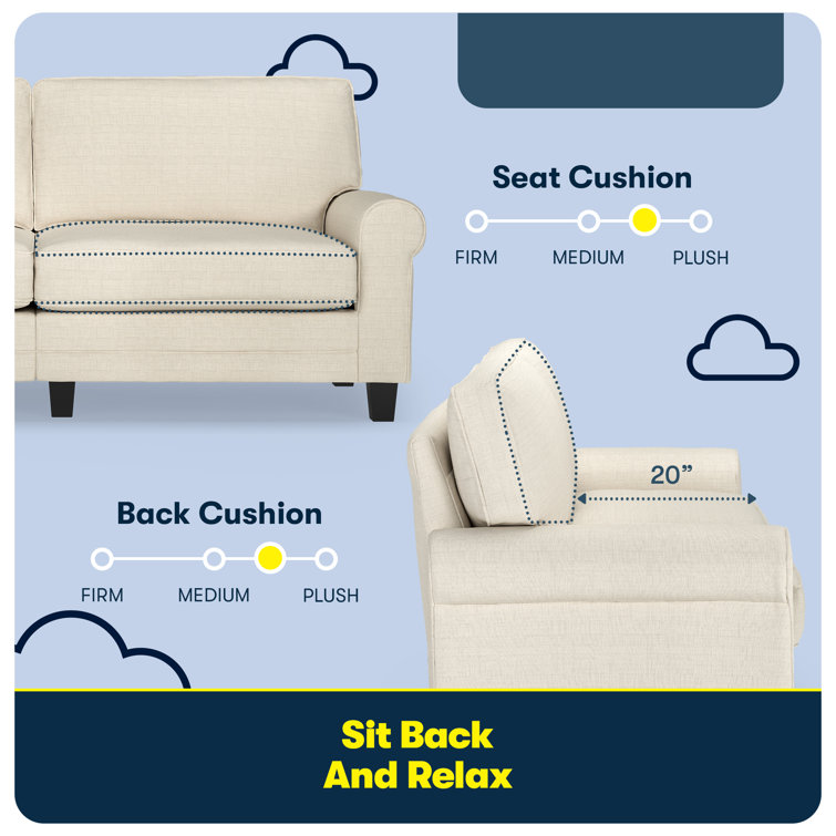 Copenhagen Classic Buttercream Linen 78" Sofa with Rolled Arms