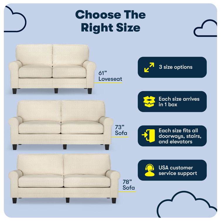 Copenhagen Classic Buttercream Linen 78" Sofa with Rolled Arms