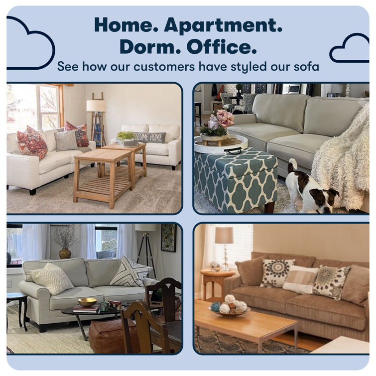 Copenhagen Light Gray 78" Microfiber Sofa with Rounded Arms and Removable Cushions
