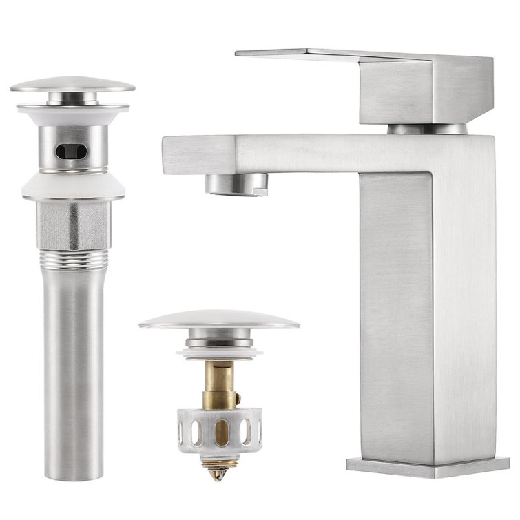 Brushed Stainless Steel Single Handle Waterfall Bathroom Faucet