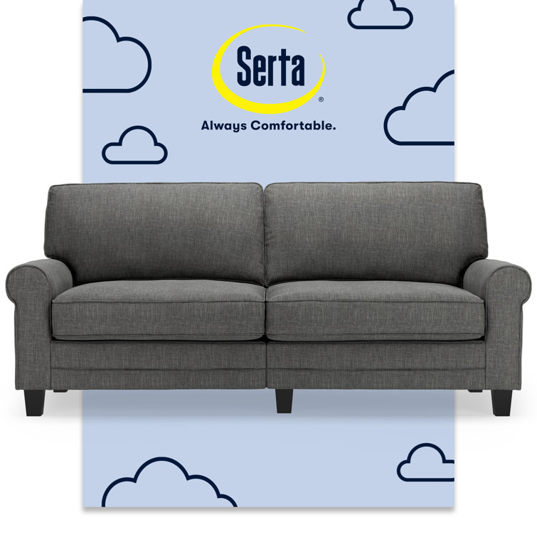 Gray Fabric Rolled Arm Sofa with Removable Cushions