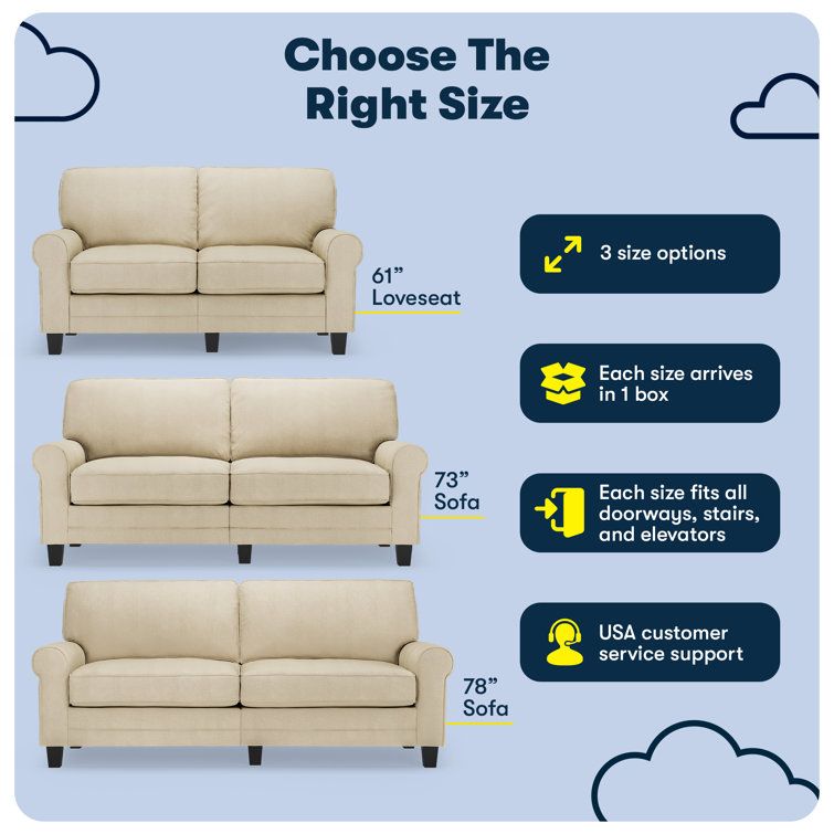Beige Rolled Arm Polyester Sofa with Soft Pillow Back