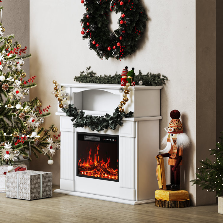 White 43'' Electric Fireplace with Mantel