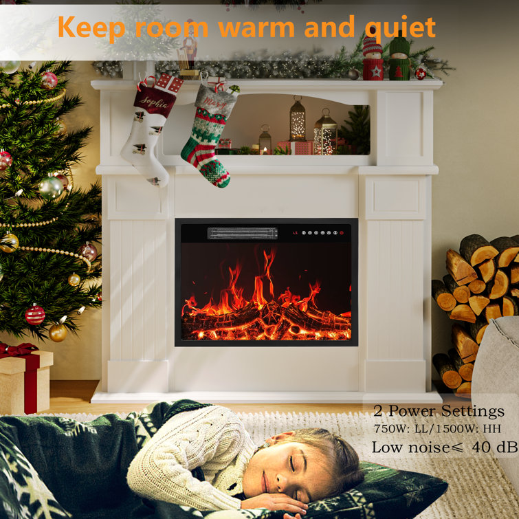 White 43'' Electric Fireplace with Mantel