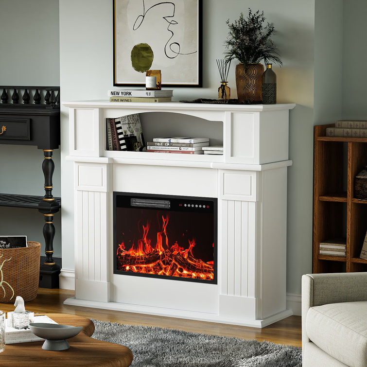 White 43'' Electric Fireplace with Mantel