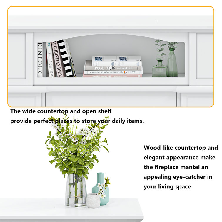 White 43'' Electric Fireplace with Mantel