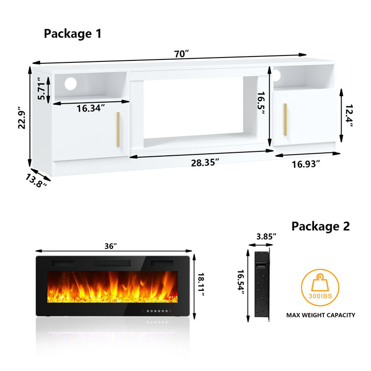 White 43'' Electric Fireplace with Mantel