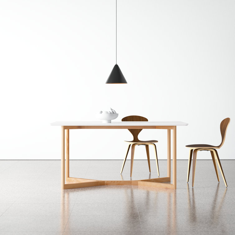Gia White and Natural Wood Rectangular Dining Table