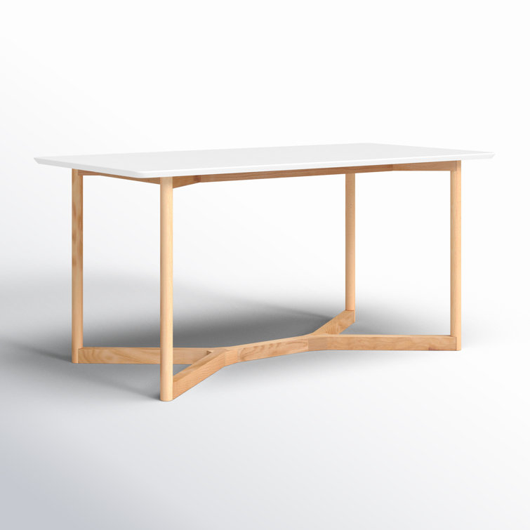Gia White and Natural Wood Rectangular Dining Table