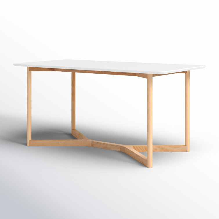 Gia White and Natural Wood Rectangular Dining Table