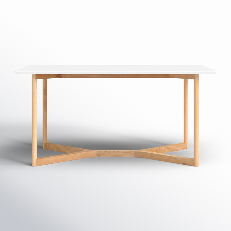 Gia White and Natural Wood Rectangular Dining Table