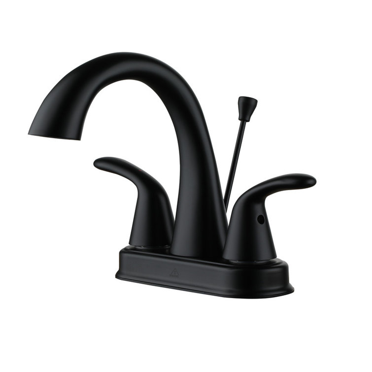 Matte Black Double Handle Bathroom Faucet with Drain Assembly