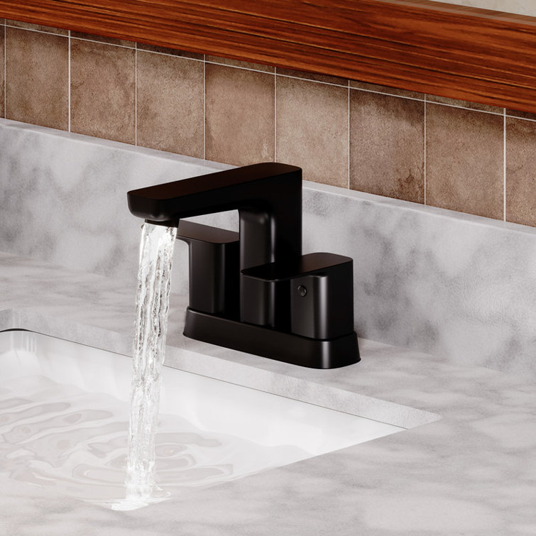 Matte Black Double Handle Mid Arc Bathroom Faucet