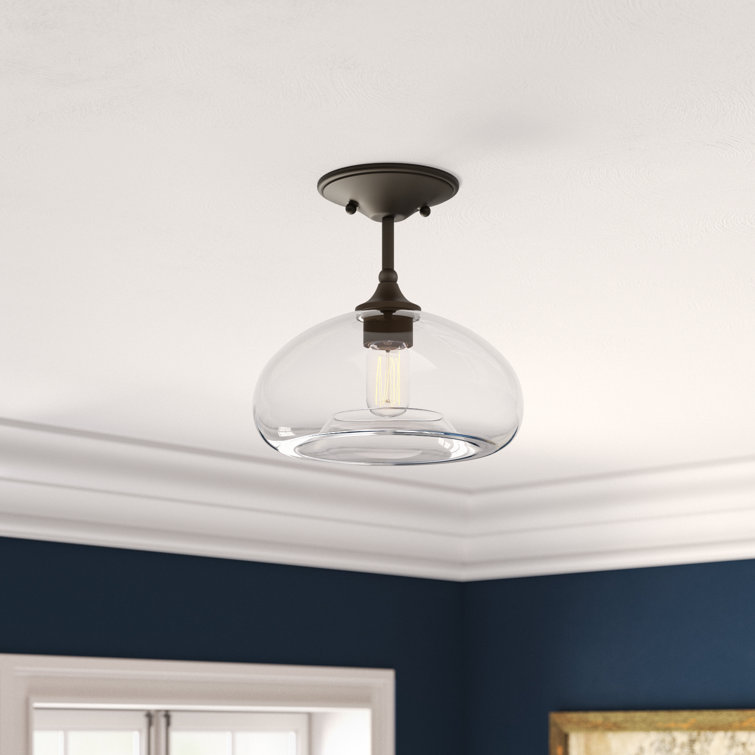 Oil Rubbed Bronze and Clear Glass Semi Flush Mount Light