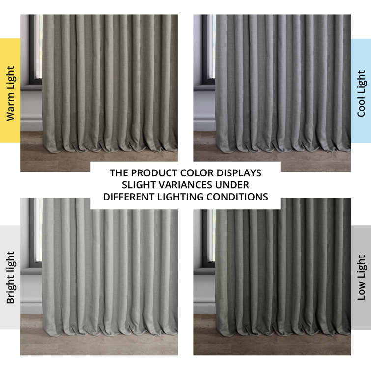 Blazer Grey 100" x 96" Faux Linen Blackout Curtain Panel