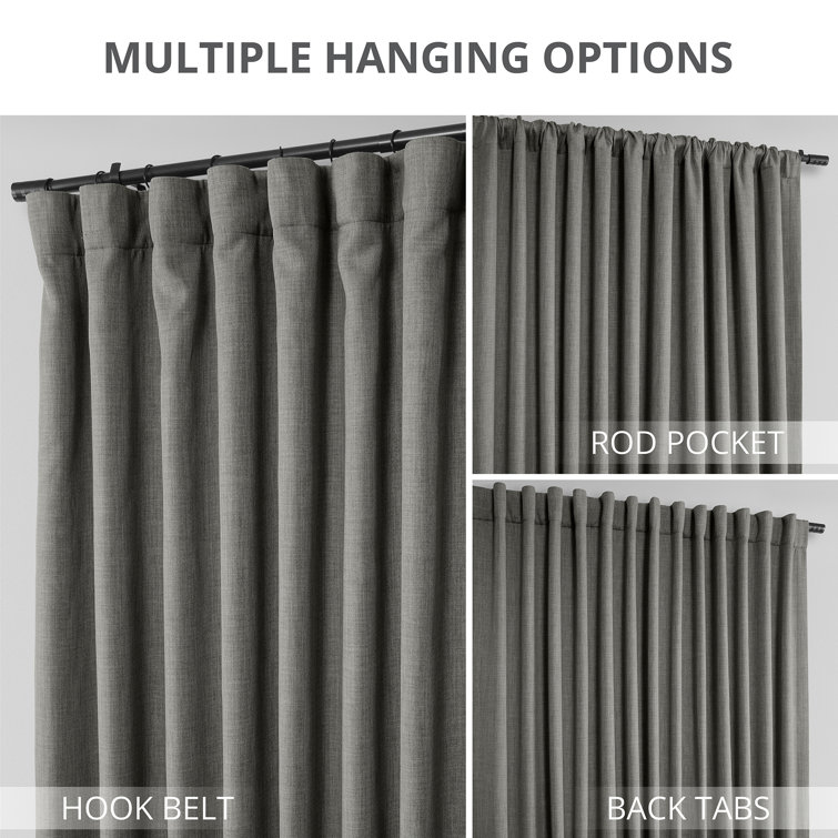Blazer Grey 100" x 96" Faux Linen Blackout Curtain Panel