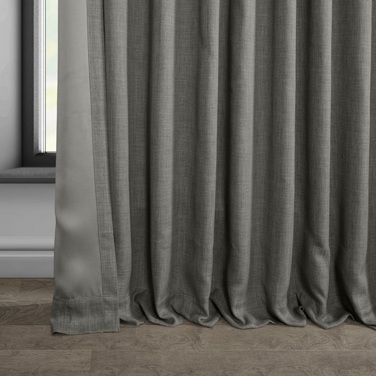 Blazer Grey 100" x 96" Faux Linen Blackout Curtain Panel