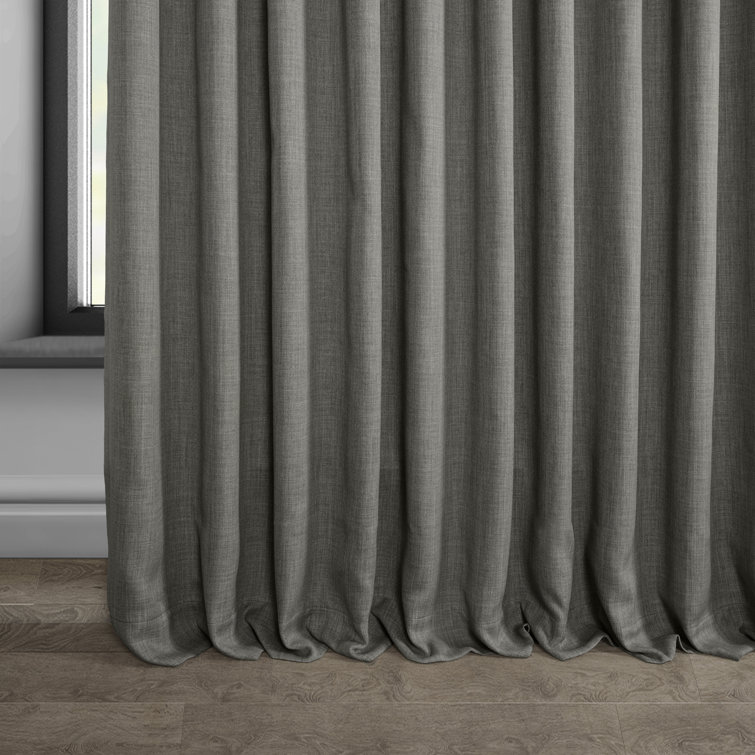 Blazer Grey 100" x 96" Faux Linen Blackout Curtain Panel