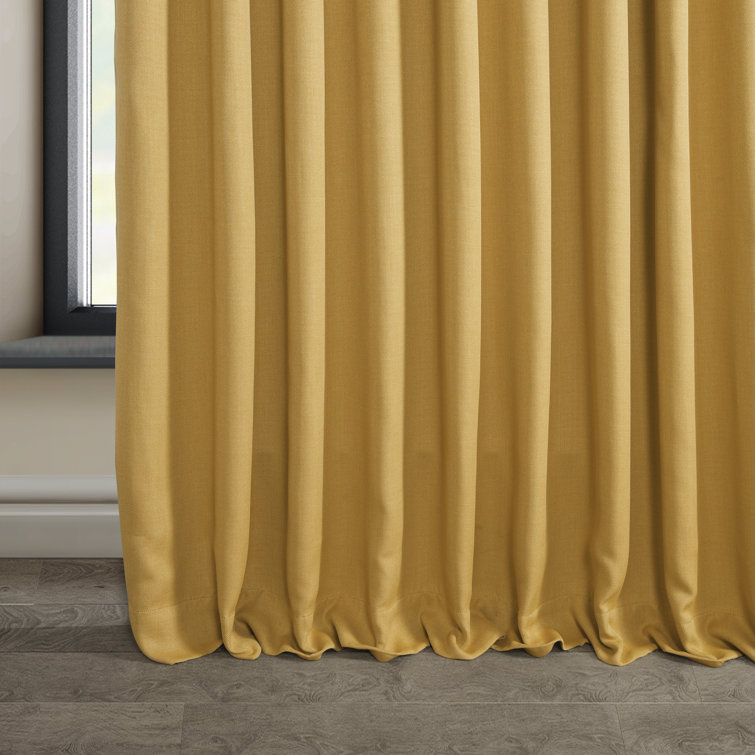 Dandelion Gold Faux Linen Blackout Curtain Panel, 100" x 84"