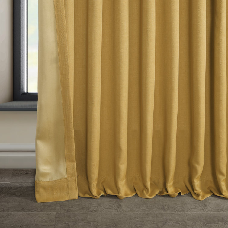 Dandelion Gold Faux Linen Blackout Curtain Panel, 100" x 84"