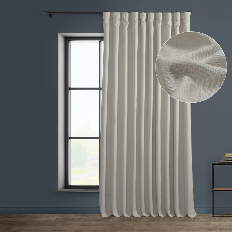 Denim Blue Faux Linen Extra Wide Blackout Curtain Panel