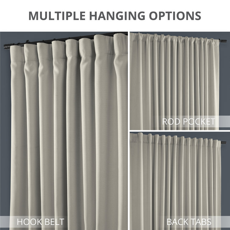 Denim Blue Faux Linen Extra Wide Blackout Curtain Panel