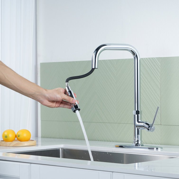 Polished Chrome Single Handle Pull Down Kitchen Faucet