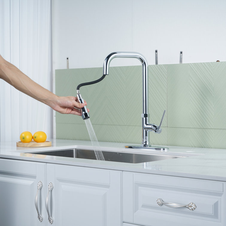 Polished Chrome Single Handle Pull Down Kitchen Faucet
