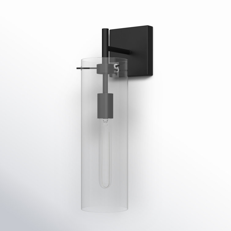 Black Iron Cylinder Dimmable Sconce with Clear Glass Shade