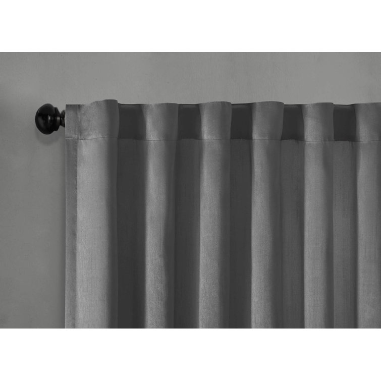 White Faux Silk Embroidered Puddle Length Curtain Panel