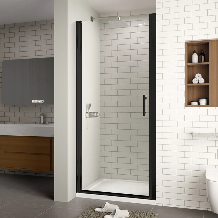 34'' W x 72'' H Frameless Clear Tempered Glass Pivot Shower Door