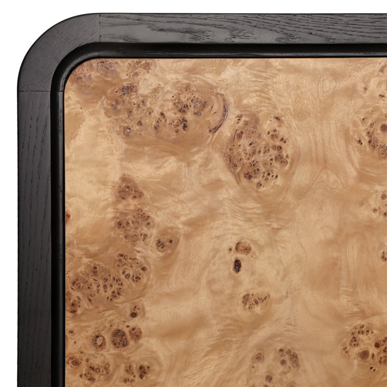 Gerda 78.75'' Black and Natural Oak Burl Wood Sideboard