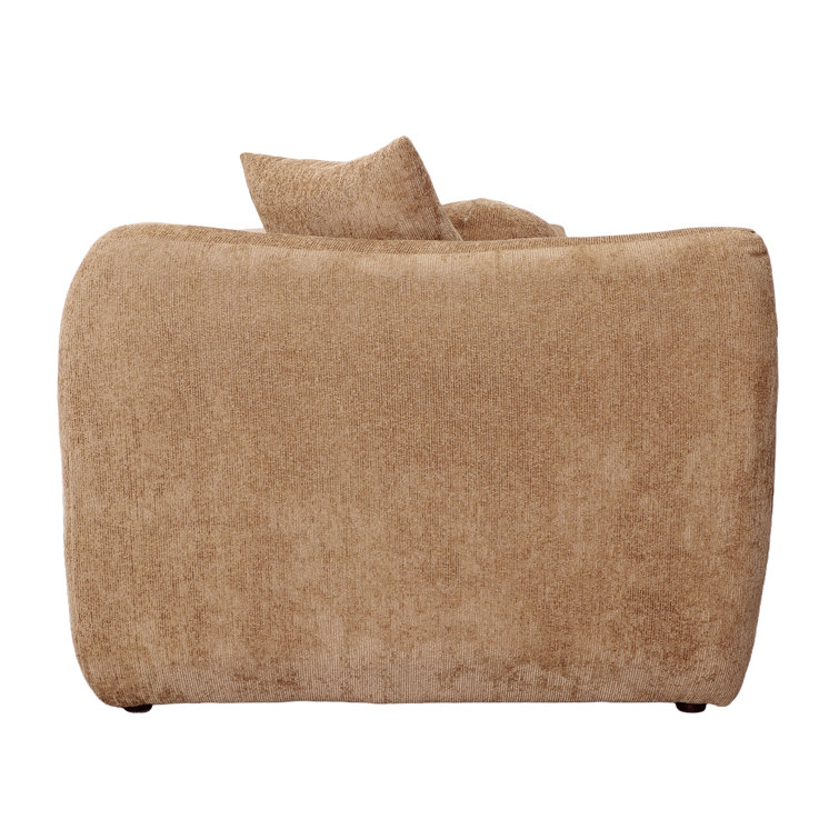 Camel Polyester Blend Upholstered Sofa with Solid Wood Frame