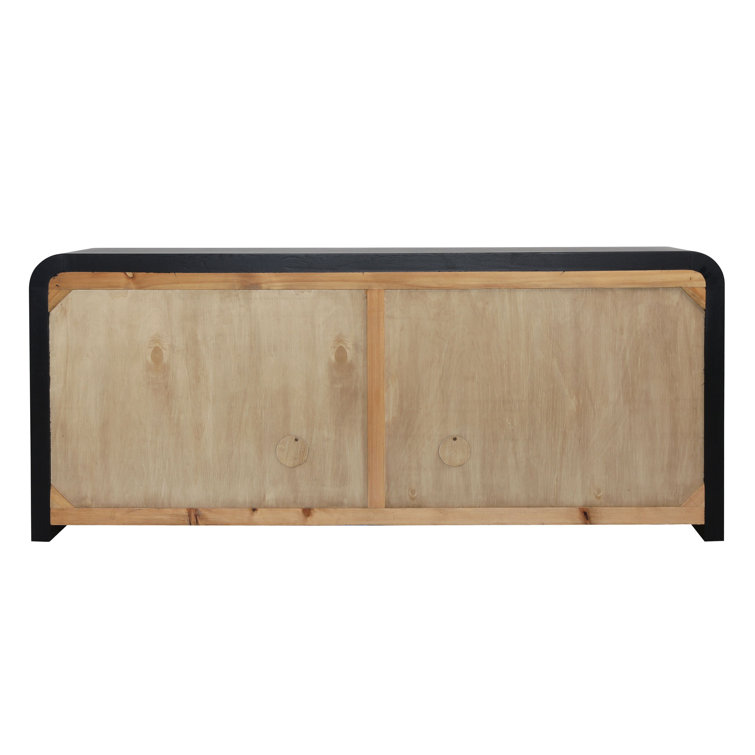 Gerda 78.75'' Black and Natural Oak Burl Wood Sideboard