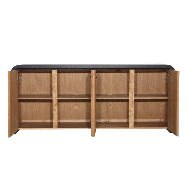 Gerda 78.75'' Black and Natural Oak Burl Wood Sideboard