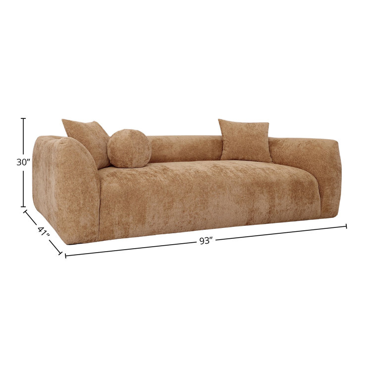 Camel Polyester Blend Upholstered Sofa with Solid Wood Frame